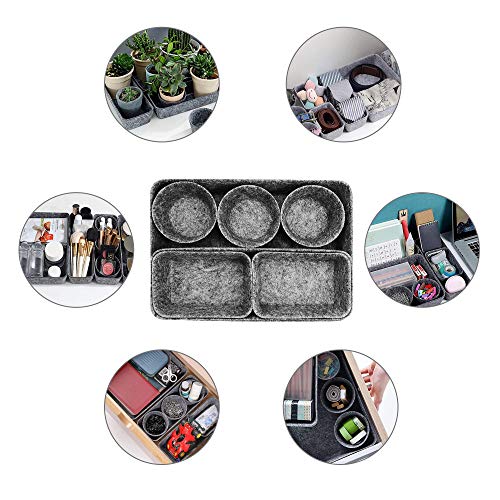 8pcs Drawer Organizers, Separators, Storage Box,Felt Storage Bins Inserts Tool Containers Toy Basket Shelf Cubes Foldable Drawer Dividers Desk Organisers - Grey - view 2