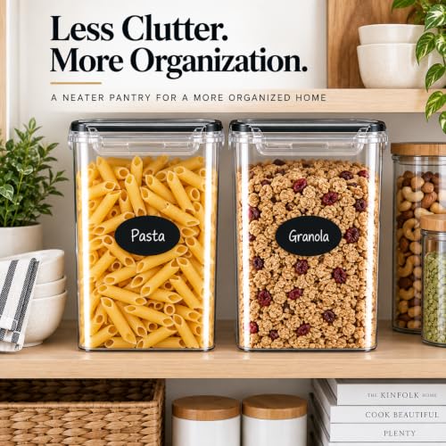 Flour Sugar Storage Containers Set of 4; 3.6L Plastic Airtight Food Storage Containers with Lids for Kitchen Pantry Organization and Storage - Dry Food Containers, Labels & Marker - view 6