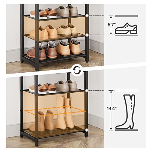 10 Tier Shoe Rack, Large Capacity Shoe Storage for 18-20 Pairs, Sturdy Metal Shoe Shelf for Closet Entryway, Space Saving Shoe Organizer for Sneakers Heels, Rustic Brown BF40XJ01 - view 5