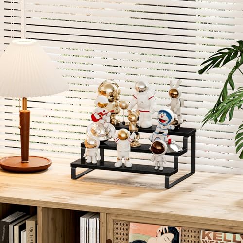 3 Tier Spice Rack, Cabinet Organizer Shelf, Wooden Spice Rack for Countertop, Kitchen Counter Storage Shelves Cupcake Stand Holder Display Stand, Black - view 5