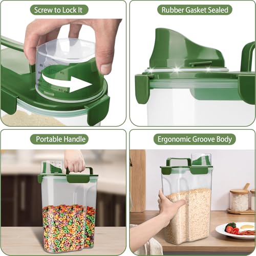 Rice Container, Airtight Rice Storage Container 10lb, Cereal Containers Storage, BPA Free Food Dispenser with Pouring Spout Handle for Flour Pasta Grain, Pet Dog Cat Bird Food Storage Container - view 4