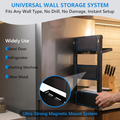 2‑Tier Magnetic Shelves, Heavy‑Duty Metal Wall-Mounted Organizer - view 4