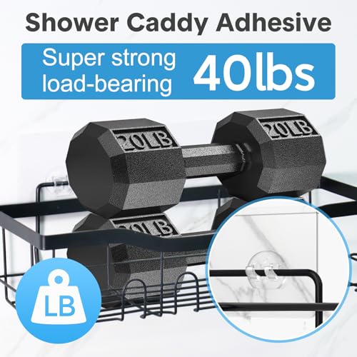 14 Pack Shower Caddy Adhesive Replacement, Strong Adhesive Hooks, Waterproof Shower Adhesive Strips, No Drilling, for Bathroom Storage Shelves and Kitchen Racks - view 3
