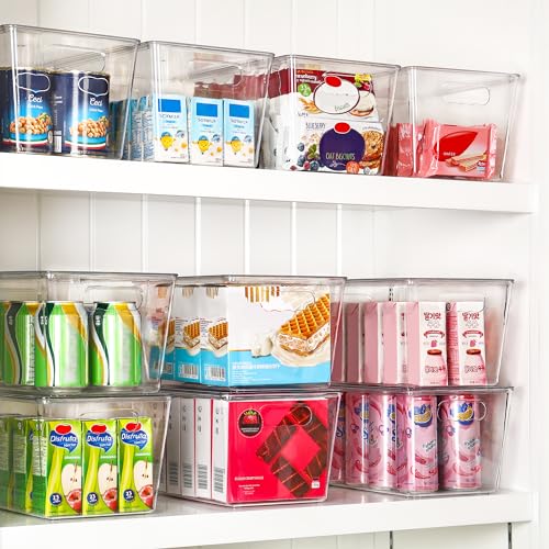 6 Pack Clear Stackable Storage Bins with Lids and Handles, Large - view 4