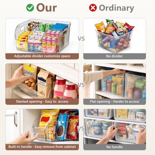 3 Pack Adjustable Dividers Storage Bins, Clear Pantry Organizers Boxes Set - view 4