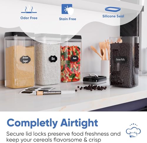 Airtight Food Storage Container Set 10-Piece Mega Bundle (4 + 6 Set) – BPA-Free Pantry Organizers with Labels & Measuring Spoons – Kitchen & Cereal Storage for Flour, Sugar, Pasta, Spices - view 5