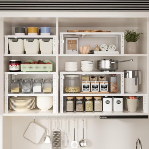 Expandable Spice Rack & Kitchen Cabinet Organizer - Stackable, Adjustable Shelves for Cabinets, Countertops, Cupboards & Pantries(1 Pack/Medium/White) - view 6