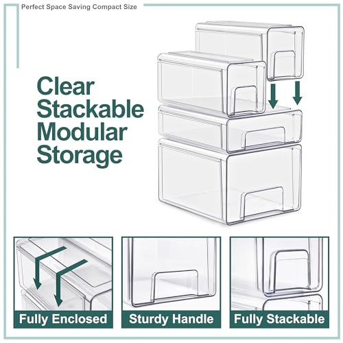 Clear Stackable Storage Drawers with Handles (Medium, 4 Pack) - view 5