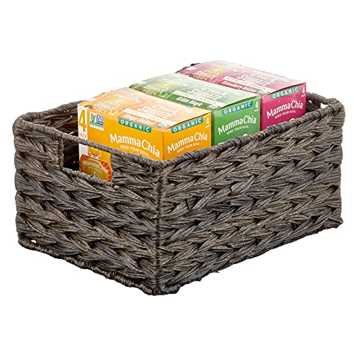 Woven Farmhouse Kitchen Pantry Food Storage Organizer Basket Box - Container Organization for Cabinets, Cupboards, Shelves, Countertops, Store Potatoes, Onions, Fruit, 6 Pack, Espresso Brown - view 6