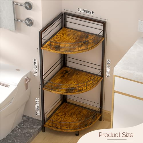 Bathroom Standing Shelf, 3 Tier Corner Stand, Free-Standing Shelf Units, Triangular Curved Corner Shelf Stand for Small Space, Ideal for Bathroom,Kitchen,Vanity Storage and Organizer - view 2
