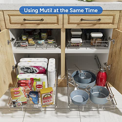 Pull Out Cabinet Organizer, Cabinet Pull Out Shelves 17" W x 21" D, Heavy Duty Cabinet Drawers Slide Out Kitchen Cabinet Organizers Storage Shelf - view 6