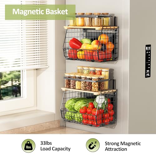 2 Pack Magnetic Shelf for Fridge, Fruit Potato Onion Storage Bins - view 2