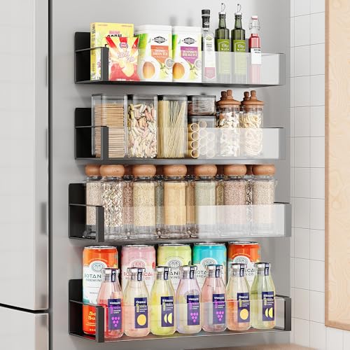 4 Pack Moveable Fridge Magnetic Spice Racks,Metal Black - view 8