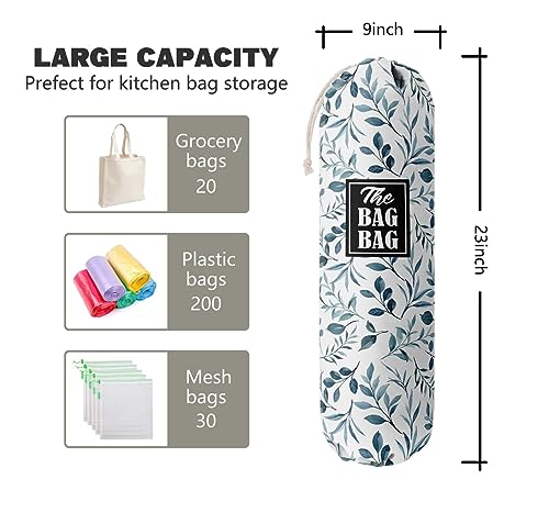 The Bag Grocery Bag Holder, Leafage Grocery Bags Holder Organizer, Wall Mount Plastic Bags Storage Container Dispensers, Kitchen Gifts For Women Family Friends Grandma Mom(E-6) - view 2