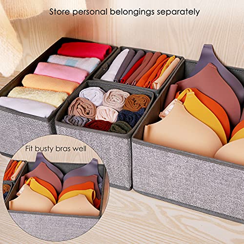Foldable Underwear Drawer Organizer, Closet Dividers, Storage Box for Clothes, Socks (6 Bins, Gray) - view 5