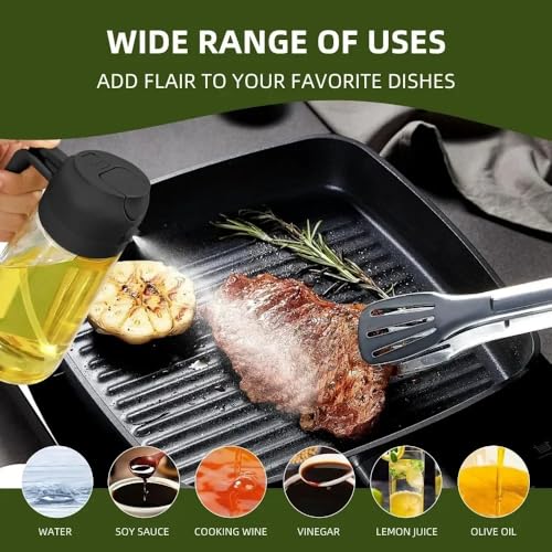 Oil Sprayer & Dispenser | 16oz / 470ml | 2-in-1 | Food-Grade | For Cooking/Air Fryer/BBQ | Black - view 3