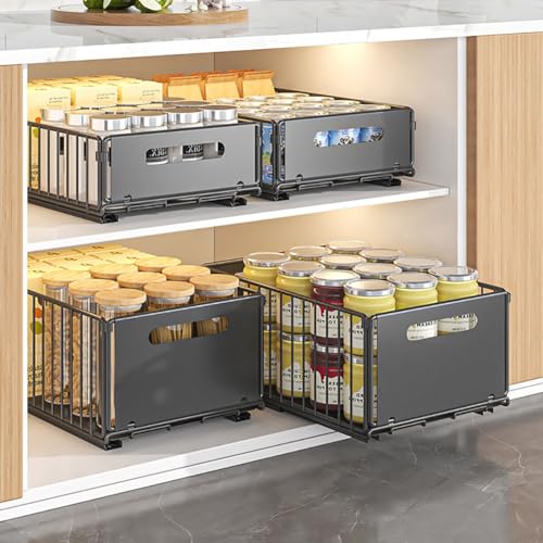 Pull Out Cabinet Organizer, Black, 4Piece 9.8" W X15 D X7.5 H - view 3