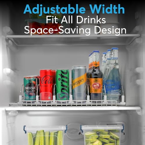 Drink Organizer for Fridge – 3-Tier Can Dispenser for Fridge, Self-Pushing Drink Dispenser Fridge, Adjustable Width Durable Soda Can Organizer for Refrigerator - view 6