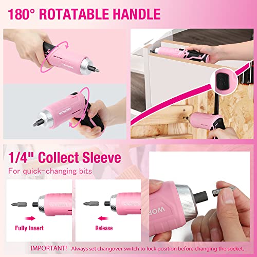 Pink Tool Set, 3.7V Electric Screwdriver Kit with Toolbox - view 4