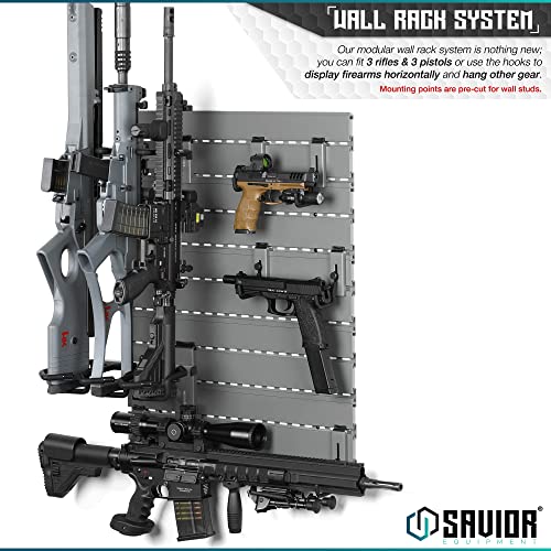 Wall Rack System Heavy-Duty Steel Tactical Rifle Carbine Shotgun Handgun Storage Wall Mount, Modular Firearms Gun Wall Gear Accessories Organizer, Holds up to 6 Rifles & 6 Pistols - view 2