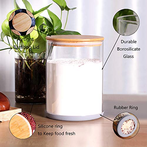 Set of 2 Large Glass Food Storage jar, 100 FL OZ (3000ml) Glass Flour Canister with Airtight Bamboo Lids for Kitchen Corner, BPA-Free Flour Container for Sugar, Ground Coffee, Rice and Dry Food - view 3