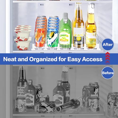 Drink Organizer for Mini Fridge, Automatic Pusher Drink Dispenser for Refrigerator, Soda Can Organizer for Beer Beverage, Holds up to 16 Cans 4Row (Depth12.2 xWide13.4) - view 6