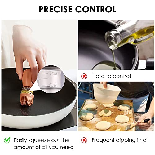 Oil Dispenser with Brush - Glass Olive Oil Dispenser for Cooking, 2 IN 1 Oil Dispensing Bottle for Kitchen with Silicone Basting Brush for Vinegar Sauce BBQ Grill Frying, T-OB21, Blue - view 6