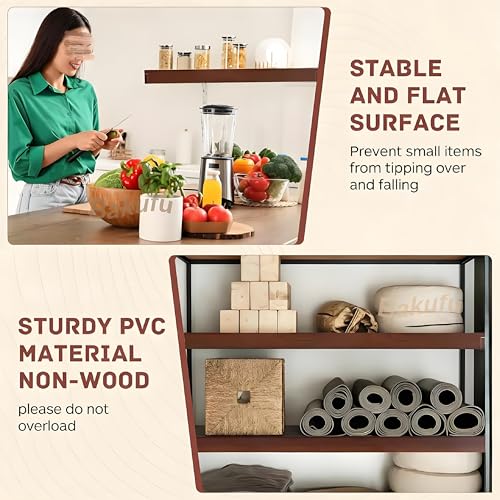 5 Pack Wire Shelf Covers,17x16x2.5 in Wire Rack Covers for Pantry Durable PVC Shelf Liners-0.31 inch Thick, Moisture-Resistant Shelves Cover for Store Pantry Kitchen Removable Closet,#03 Walnut - view 6