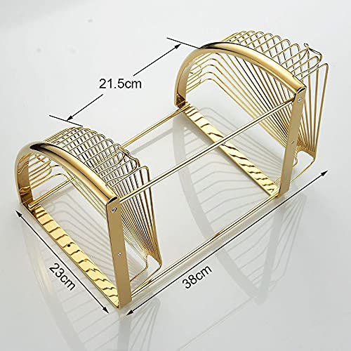 Rust-Free 2-Tier Brass Shower Caddy - Wall-Mounted Corner Shelves with Hooks for Shampoo & Bath Accessories, Space-Saving Bathroom Storage Solution - view 4
