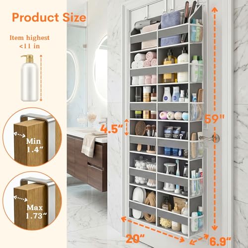 Over the Door Organizer 6 Tiers, Extra Large Behind Door Storage of 12 Compartments, 80 lbs Weight Capacity Hanging Storage Organizer with Clear Window Kids Toys, Shoes, Diapers, Room storage - view 4