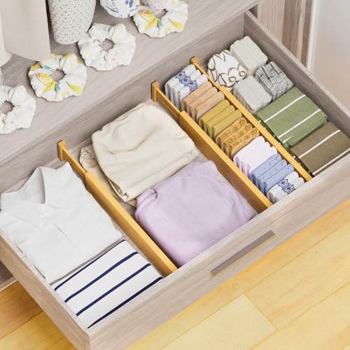 Bamboo Drawer Dividers Organizers, 2.56" High, 17"-21.8" Adjustable, 4 Pack - view 4