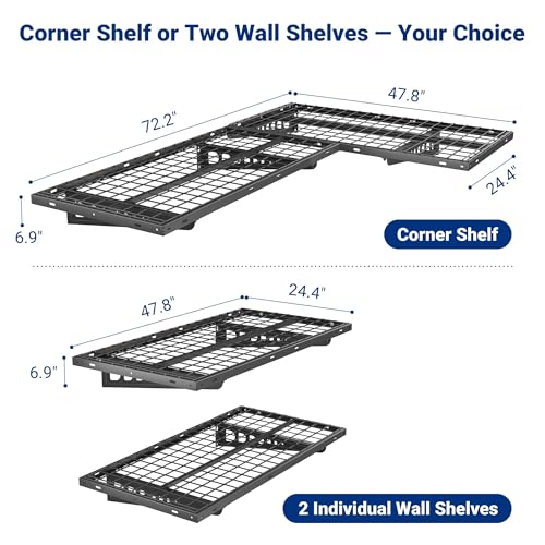 2 Pack 2x4ft Corner Wall Shelving Garage Storage Rack, Black - view 3