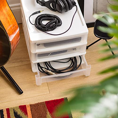Bundle of USA Plastic Stacking Desk Top 3-Drawer Storage Organizer, 2-Pack, Small, White + USA Medium 3-Drawer Desktop Organizer with Open Tray Top, 2 Pack, Plastic Drawer Storage Container - view 7