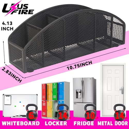 Large Magnetic Marker Holder, Heavy Duty Magnetic Whiteboard Organizer, 5 Slots Mesh Metal Magnetic Dry Erase Marker Holder Pencil Cup Caddy for Whiteboard Fridge Office (Black) - view 4