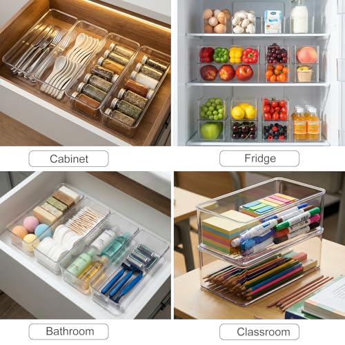 4 Clear Pantry Organizer Bins for Kitchen Drawer, Refrigerator - view 6
