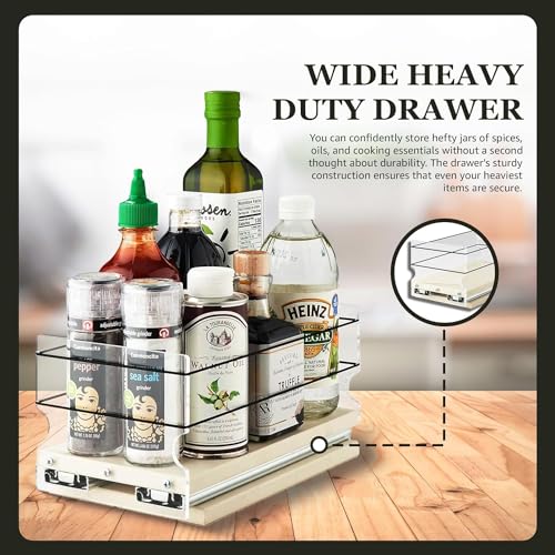 Heavy Duty Kitchen Spice Rack Storage - Pull Out Drawers For Kitchen Cabinets - Sliding Pantry Organizers - Seasoning Cabinet Pull Out Shelves - Made in USA - 5.75"W x 5.0"H x 10.6"D - view 4