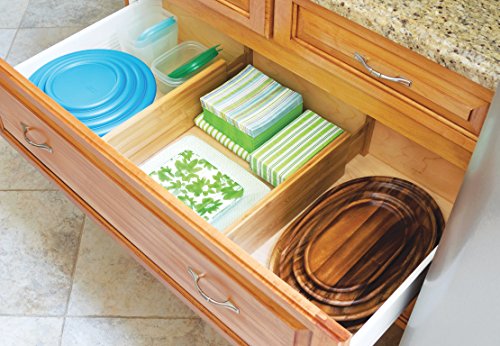 8897 Bamboo Wood Custom Fit Adjustable Deep Kitchen Drawer Dividers, Set of 2 - view 5