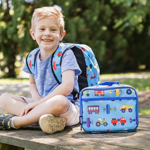 15 Inch Kids Backpack with Lunch Box Bag Bundle - Durable, Lightweight School & Travel Set - Trains, Planes, and Trucks - view 4