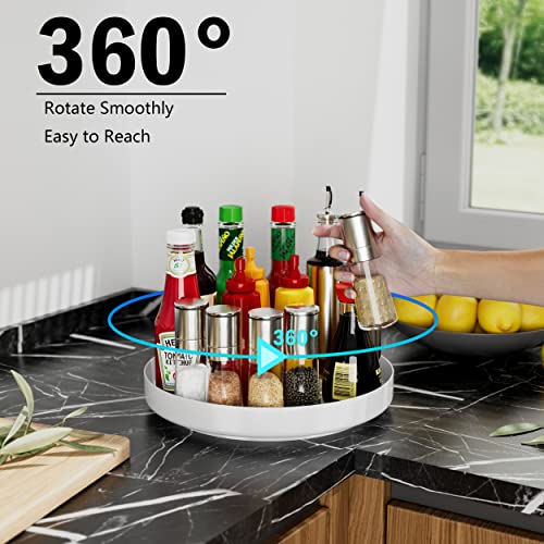 Lazy Susan Cabinet Organizer - 11 inch Metal Turntable Lazy Susan for Kitchen Spice Rack Pantry Cupboard Bathroom Countertop Refrigerator Table Storage, White - view 2