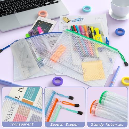 48 Pack A5 Mesh Zipper Pouches, 16 Colors Storage Organizer Bags - view 3