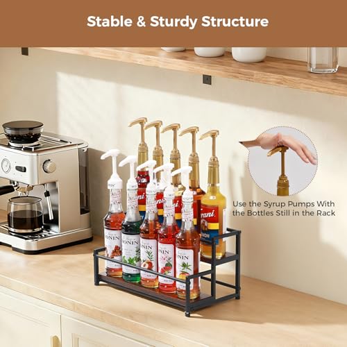 Coffee Syrup Rack Organizer, 2 Tier 10 Bottles Holder Stand for Bar - view 4