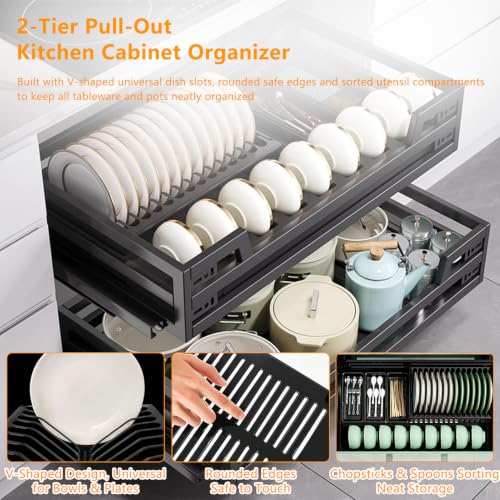 2-Tier Pull Out Cabinet Organizer Drawer Organizer Nano Black - view 7