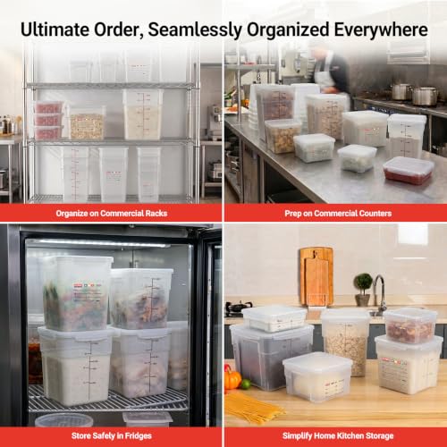 2 Pack 4 QT Airtight Commercial Food Storage Containers, BPA-Free Translucent Polypropylene, Built-In Labeling Area, Stackable for Coffee Beans & Dry Goods, Shallow Model - view 7