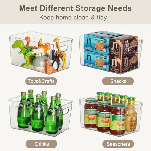 Clear Storage Bins 8 Pack for Pantry Organizers, 4 Large Plastic Pantry Organizer Bins and 4 Small Stackable Storage Containers for Kitchen Cabinet, Home Edit, Freezer Fridge Organizer - view 6