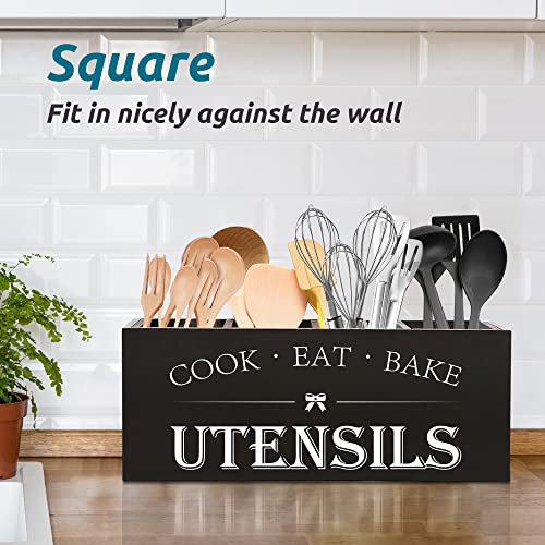 Extra Large Utensil Holder Countertop for Kitchen Counter,Wood,Black - view 5