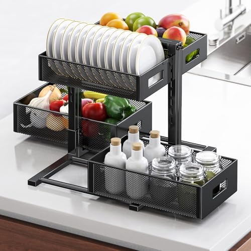 Under Sink Organizer for Bathroom & Kitchen, Under Cabinet Storage Shelf, Bathroom Cabinet Organizer Vanity Drawer Pantry Organization, Multi-Purpose Under Sink Slide Out Storage Shelf - view 2