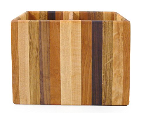 American Made Mixed Wood Utensil Holder Crock, Double Size - view 3