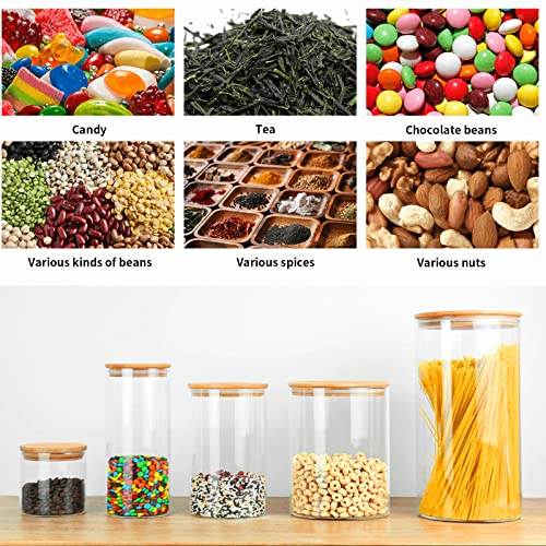 18 Oz/550 ML Glass Jar with Lid, Clear Thickened Version Glass Storage Containers with Sealed Bamboo Lid, For Coffee, Sugar, Spices, Tea, Beans, Candy, Cookie - view 5