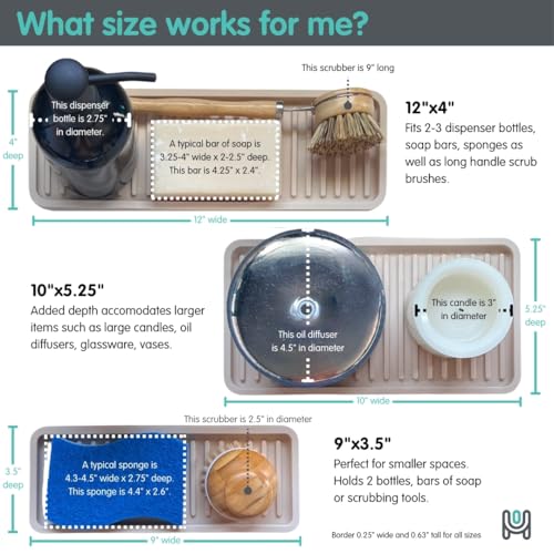 Silicone Kitchen Sink Organizer Tray, Sponge Holder and Countertop Protector | Bathroom and Kitchen Soap Dish and Dispenser Tray (White, 10"x5.25") - view 3