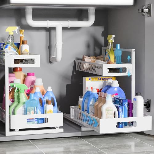 Under Sink Organizer, Metal Under Sink Organizers and Storage, Slide Out Pull Out Cabinet Organizer for Kitchen, Bathroom, Pantry, Laundry, Study, Black - view 6